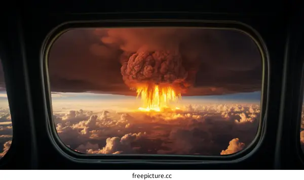 Nuclear explosion seen from airplane window