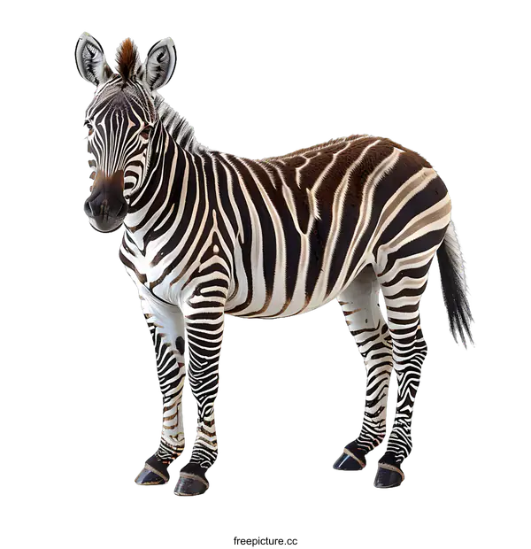 [Transparent Background PNG]Zebra standing on white background