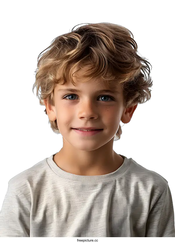 [Transparent Background PNG]Smiling Young Boy on White Background