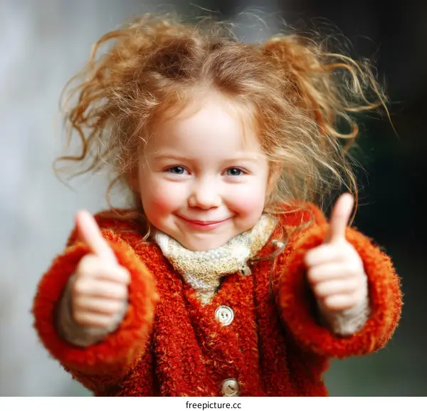 Adorable Little Girl Giving Thumbs Up