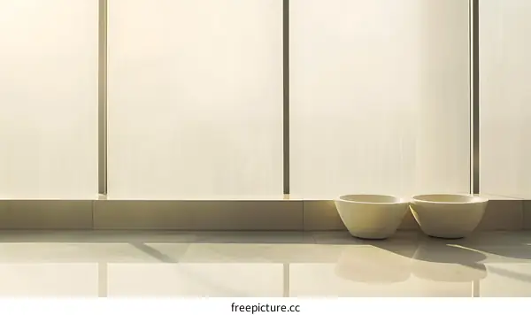 Minimalist Interior Design with White Bowls and Large Window