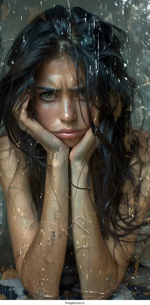 portrait of a young woman with wet hair