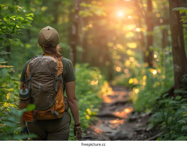woman hiking in the forest