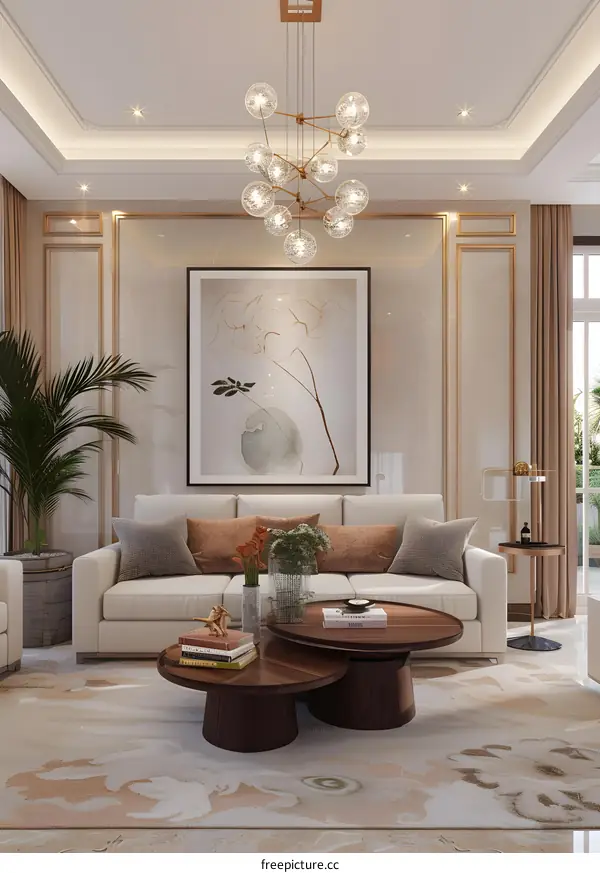 Modern Living Room Interior Design With Elegant Decor And Comfortable Furniture