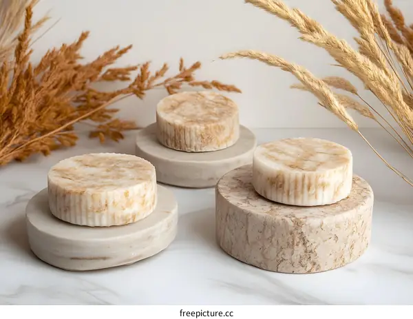 Natural Soap Bars On Marble