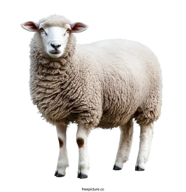 [Transparent Background PNG]Single Sheep Isolated on White Background