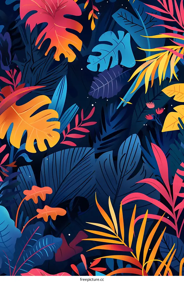 Tropical Leaves Abstract Art Illustration