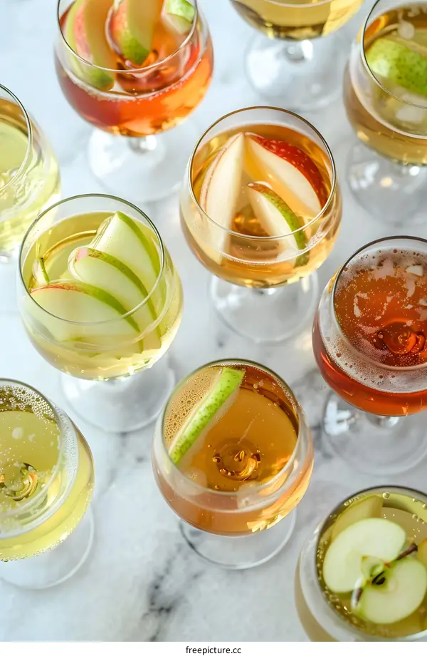 Apple Cider Mimosas with Green Apple Slices
