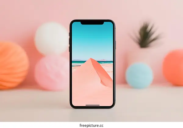 Smartphone Display With Desert Landscape Wallpaper