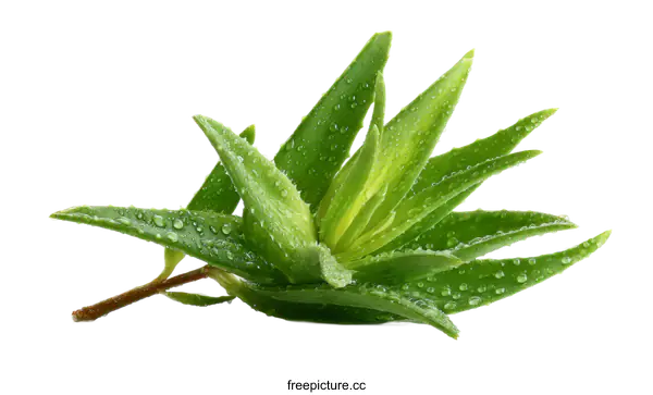 [Transparent Background PNG]Fresh Aloe Vera Plant with Dew Drops