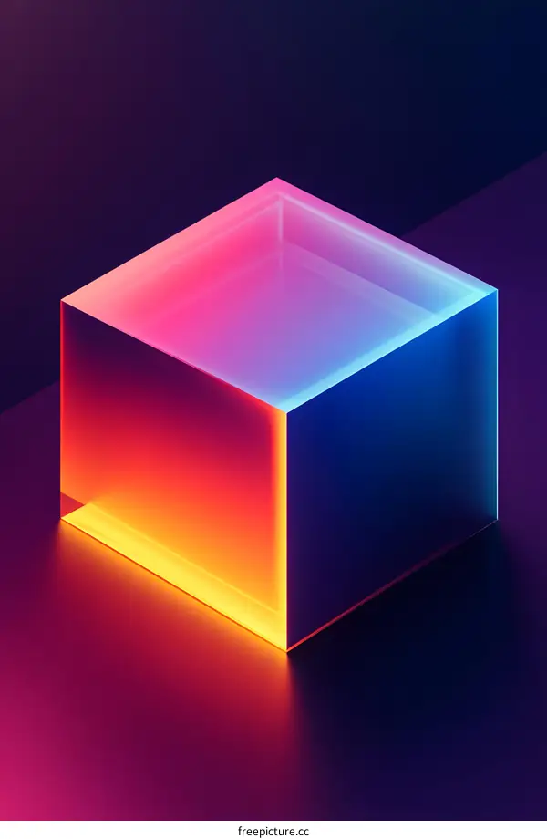 Abstract Neon Glow Cube 3D Rendering