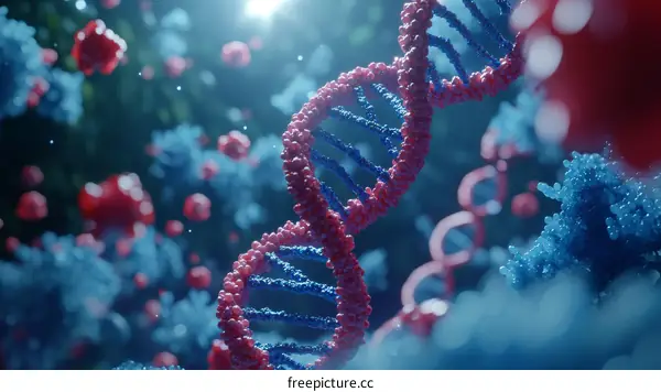 DNA Structure Illustration with Cellular Background