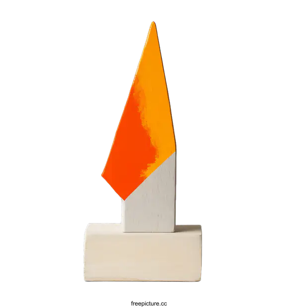 [Transparent Background PNG]Orange and Yellow Painted Wooden Abstract Art