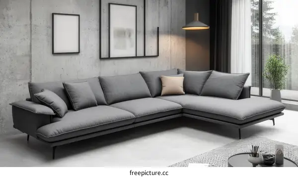 Modern Gray Sectional Sofa in a Stylish Living Room