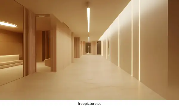 Modern Minimalist Interior Design Corridor with Wooden Walls