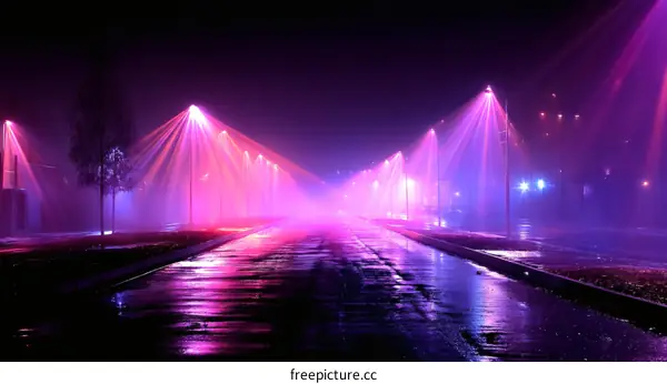 Nocturnal Cityscape Illuminated with Vivid Hues