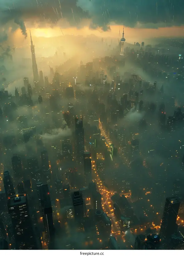 Futuristic Cityscape Aerial View