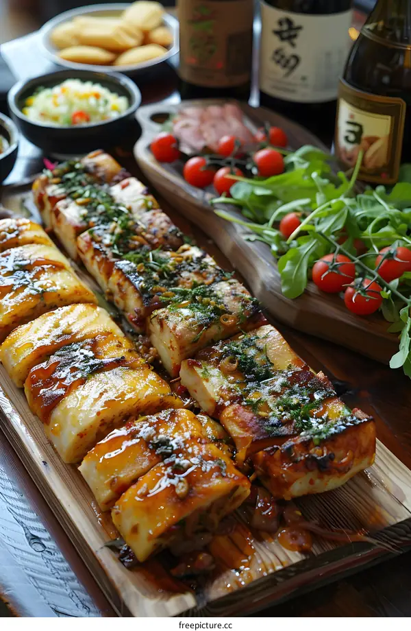 Grilled Squid Dish with Sides