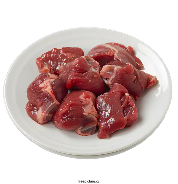 [Transparent Background PNG]raw meat on a white plate