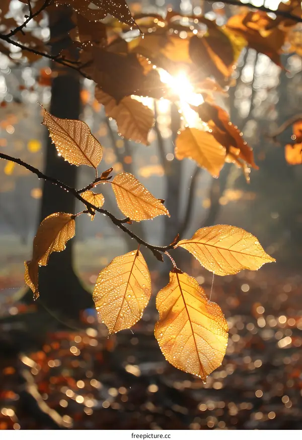 Autumn Leaves Glowing in the Sunlight