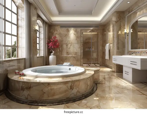 Luxury Marble Bathroom Design with Jacuzzi