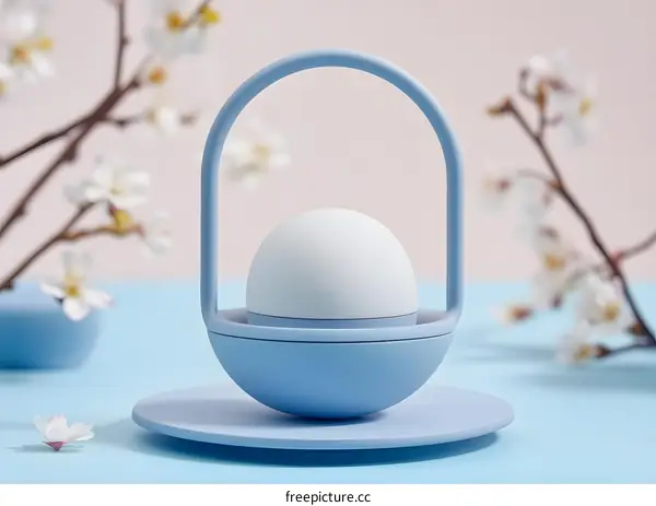 Blue Minimalist Lamp on a Table with a Soft Light