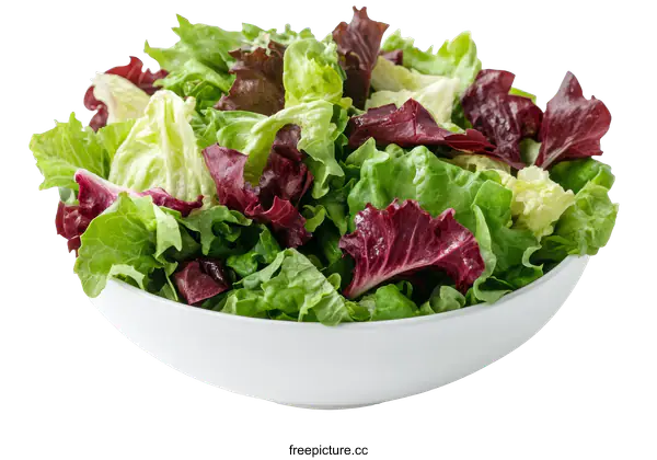 [Transparent Background PNG]Mixed Greens Salad in a White Bowl