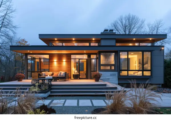 Modern House Exterior With Large Windows