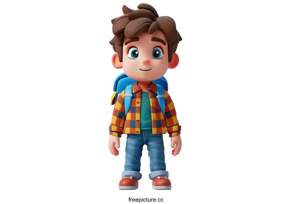 [Transparent Background PNG]Cute 3D Cartoon Character of a Boy