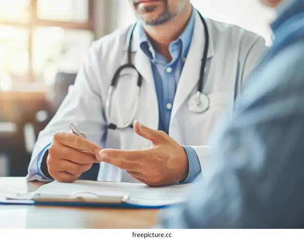 Doctor explaining medical report to patient