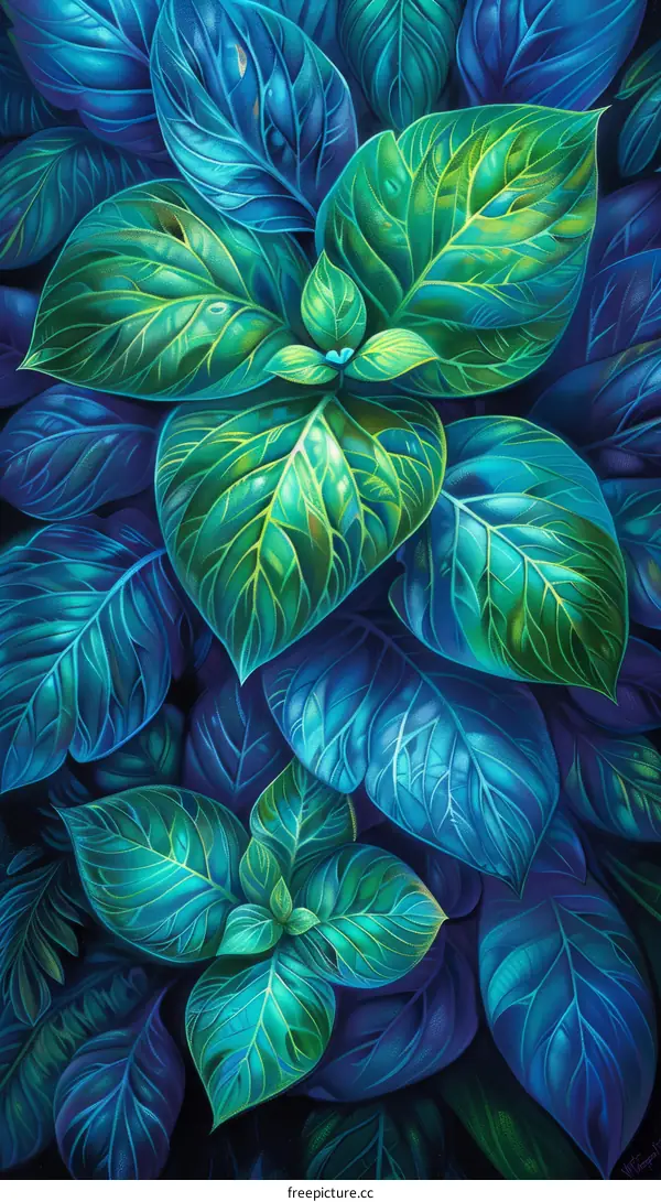 Glowing Rainforest Leaves