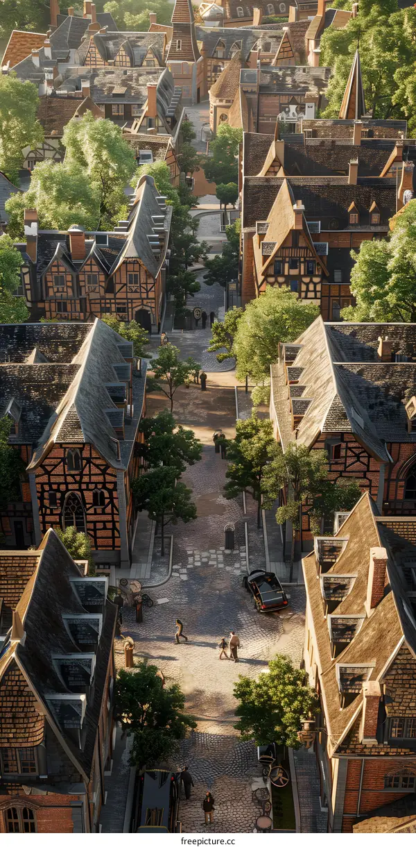 A Quaint European Town from Above