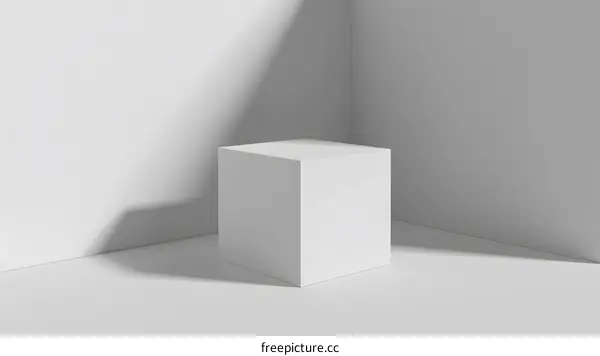 White Cube on a White Corner Background