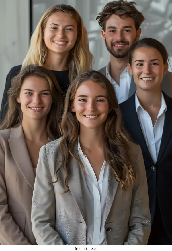 portrait of five business people