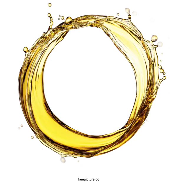 [Transparent Background PNG]Golden Liquid Splash Art Circle