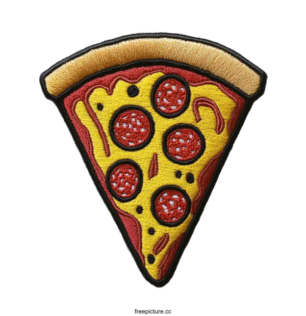 [Transparent Background PNG]Delicious Pizza Slice Embroidered Patch