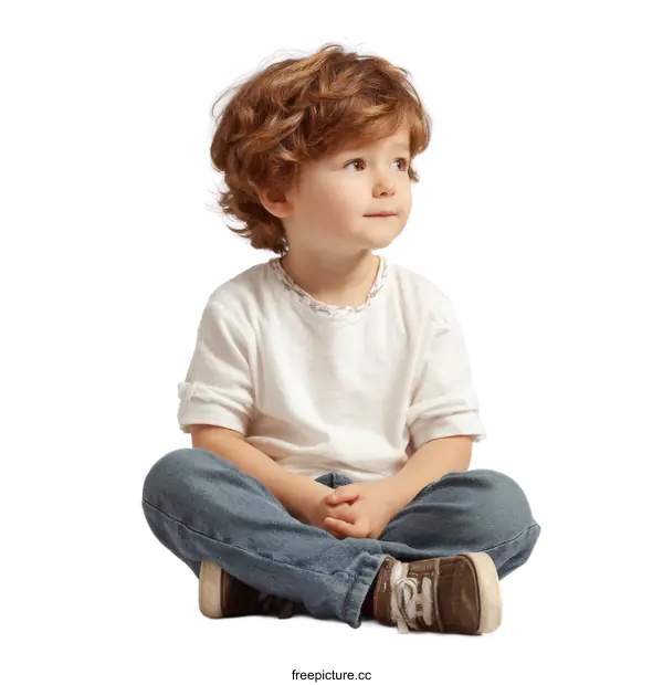 [Transparent Background PNG]Adorable Toddler Sitting on the Floor