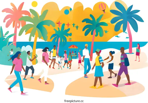 Summer Vacation Family Tropical Beach Palm Trees