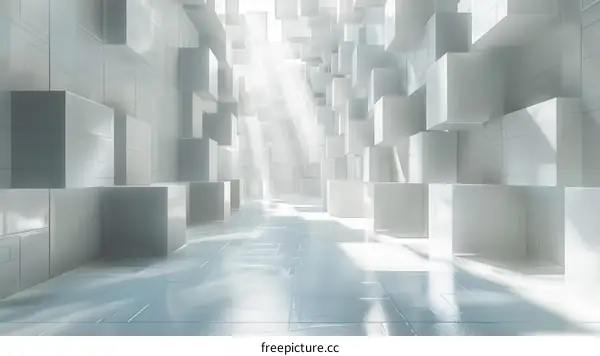 Futuristic Sci-Fi Corridor with Bright White Light Rays