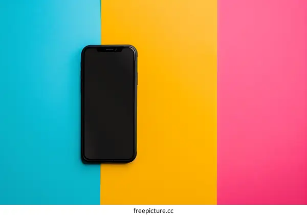 Black Smartphone on Colorful Background