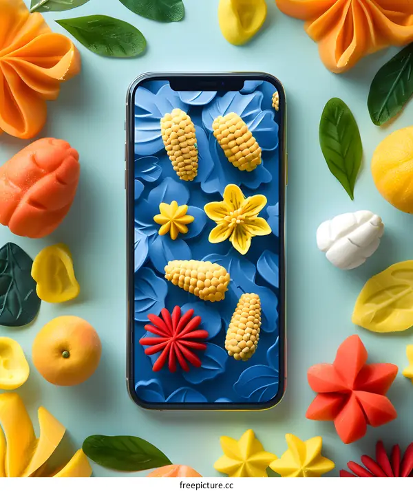 Phone Screen with Colorful Abstract 3D Design