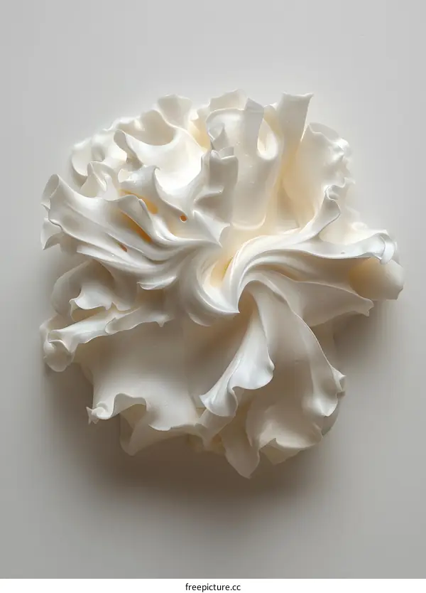 Swirling Whipped Cream on White Background