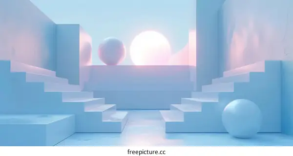 3d rendering blue pastel podium and sphere abstract background