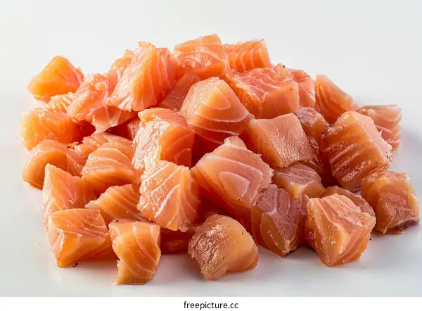 diced raw salmon