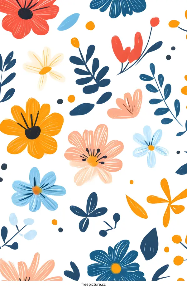 Colorful Floral Pattern Seamless Background Illustration