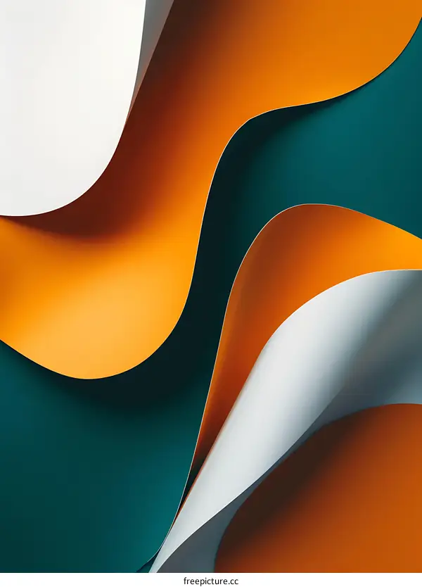 Abstract Background with Wavy Orange and White Paper on Green Surface