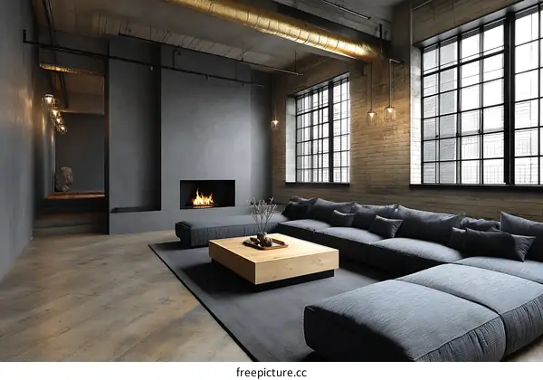 Modern Industrial Loft Living Room Interior Design