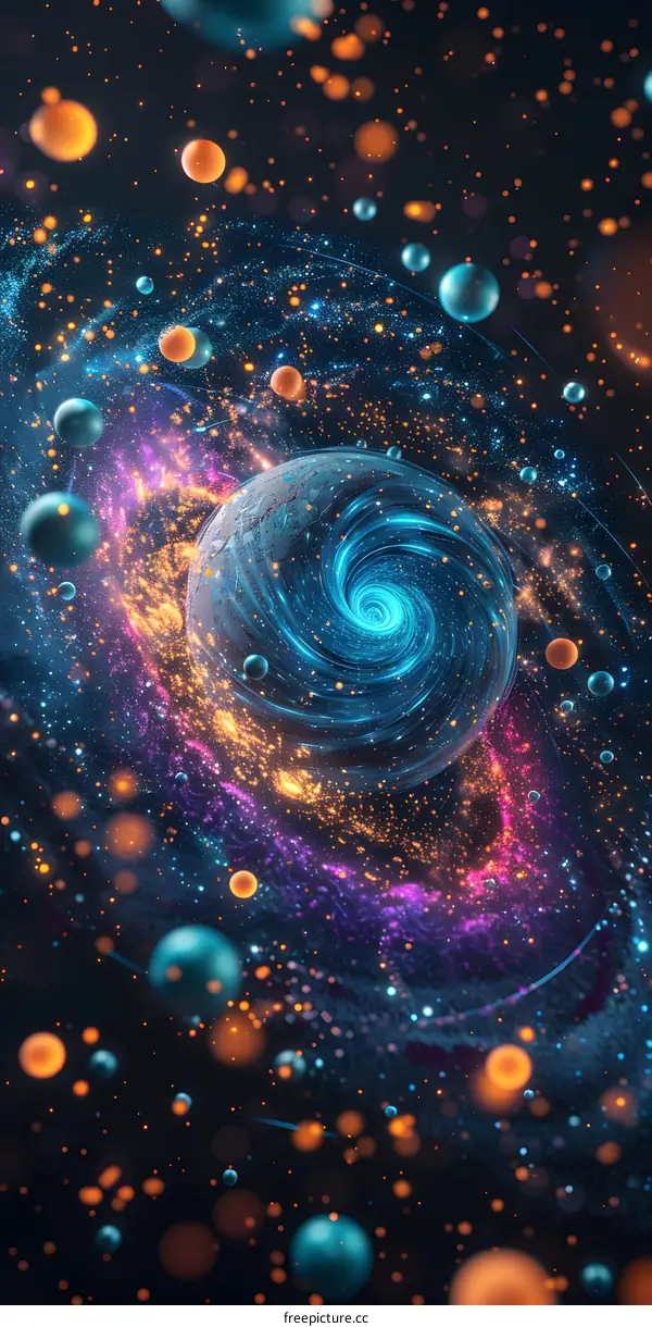A beautiful space vortex surrounded by colorful stars