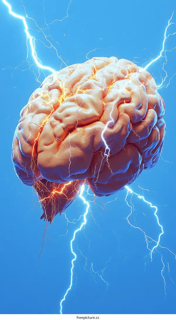 Human Brain Under Electrical Shock Illustration