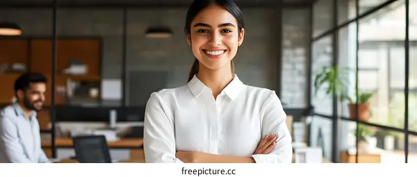 Confident Businesswoman Smiling in Office